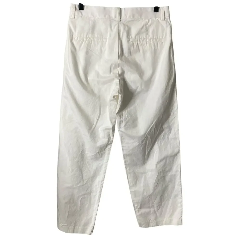H&M Pants Womens 30 White Linen Blend Career Relaxed fit